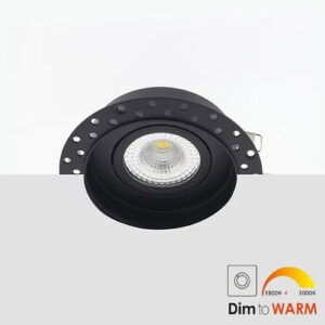 Bella Ondiepe LED trimless spot kantelbaar 7Watt rond ZWART IP65 dimbaar - dim to warm – interne driver