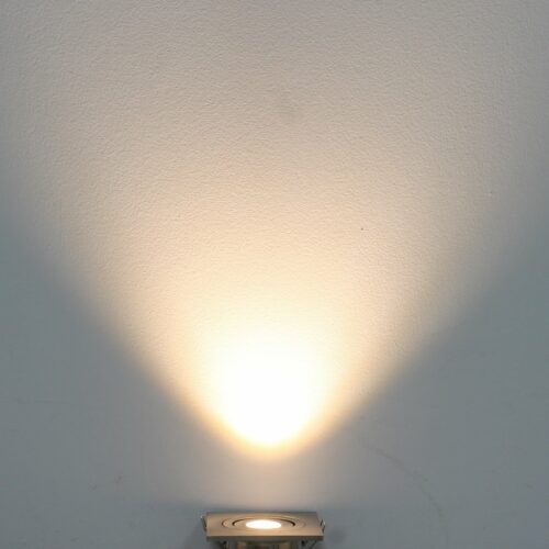 LED mini spot 60x60mm kantelbaar 3Watt vierkant NIKKEL IP65 dimbaar