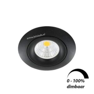 LED spot GU10 6Watt COB rond ZWART dimbaar