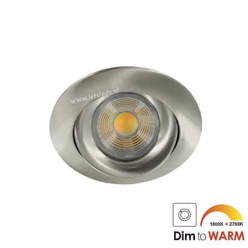 LED spot GU10 7Watt COB rond NIKKEL dimbaar