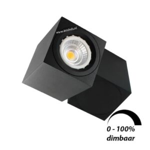 LED opbouwspot Malta 6Watt vierkant draaibaar ZWART dimbaar