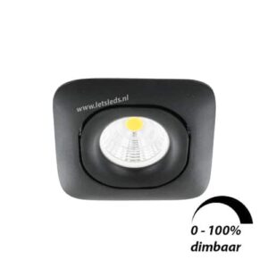 LED spot GU10 6Watt COB vierkant ZWART dimbaar