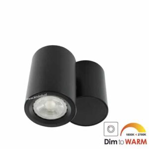 LED opbouwspot Malta 7Watt rond draaibaar ZWART dimbaar