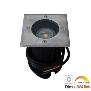 LED grondspot GU10 7Watt COB vierkant RVS dimbaar IP65