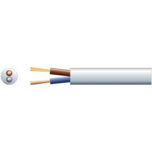 Stroomkabel ovaal plat 2x0,75mm WIT