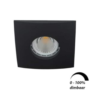 LED spot Calisto GU10 6Watt vierkant ZWART IP65 dimbaar