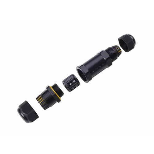 Connector 3 polig IP68 waterdicht zwart