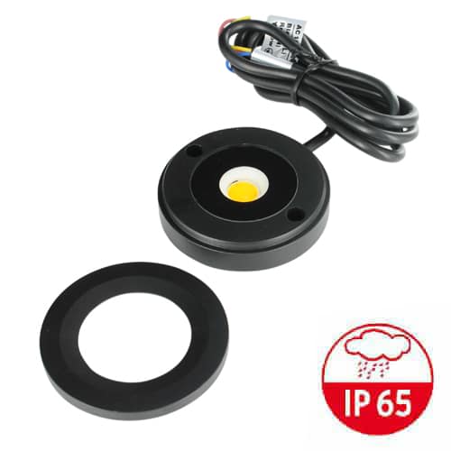 LED mini opbouwspot ZWART IP65 3Watt rond dimbaar