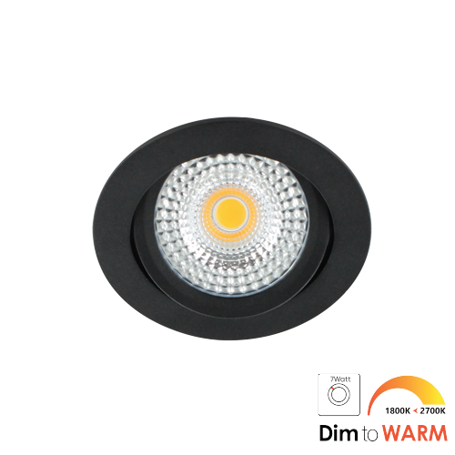 LED spot kantelbaar 7Watt rond ZWART IP65 dimbaar DTW-2 - Zonder driver