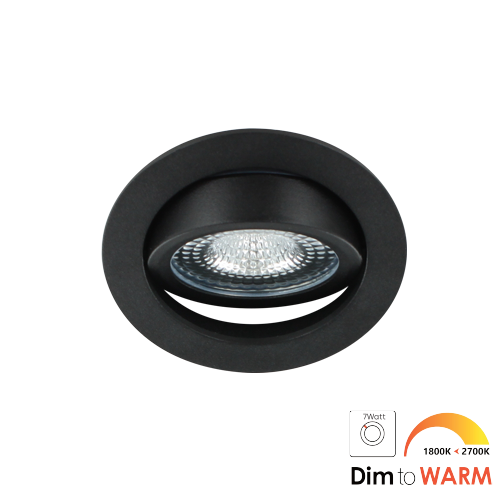 LED spot kantelbaar 7Watt rond ZWART IP65 dimbaar DTW-3 - Zonder driver