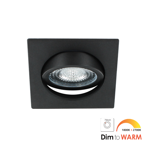 LED spot kantelbaar 7Watt vierkant ZWART IP65 dimbaar DTW-3 - Zonder driver