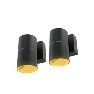 Set 2x Schuttinglamp LED 1x3Watt ZWART 220Volt IP65 dimbaar