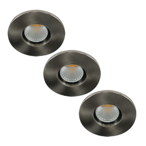 Set 3x LED spot GU10 COB 5Watt rond NIKKEL IP65 dimbaar