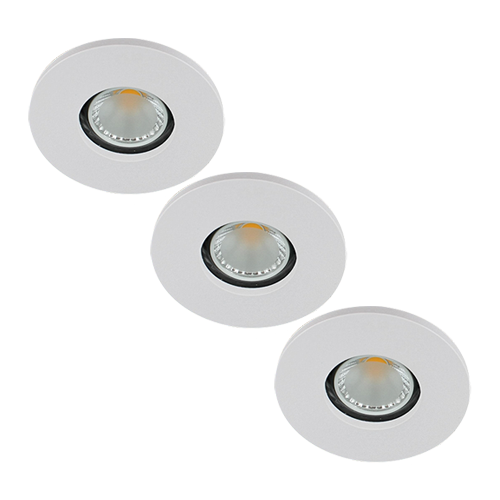 Set 3x LED spot GU10 COB 5Watt rond WIT IP65 dimbaar