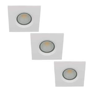 Set 3x LED spot GU10 COB 5Watt vierkant WIT IP65 dimbaar D2