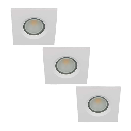 Set 3x LED spot GU10 COB 5Watt vierkant WIT IP65 dimbaar D2