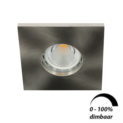 LED spot GU10 6Watt vierkant NIKKEL IP65 dimbaar D1