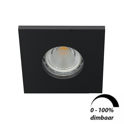 LED spot GU10 6Watt vierkant ZWART IP65 dimbaar D1