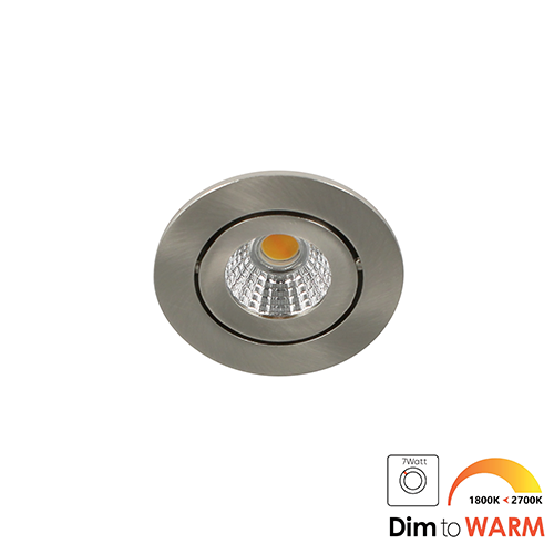 LED mini spot kantelbaar 5Watt rond NIKKEL IP54 dimbaar - dim to warm