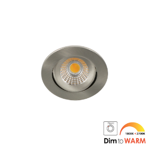 LED mini spot kantelbaar 5Watt rond NIKKEL IP54 dimbaar - dim to warm