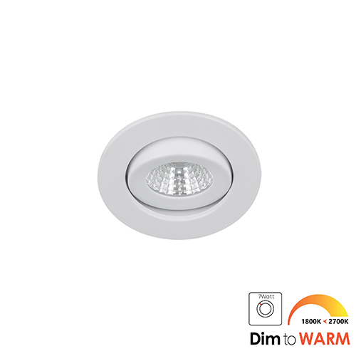 LED mini spot kantelbaar 5Watt rond WIT IP54 dimbaar - dim to warm