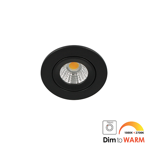 LED mini spot kantelbaar 5Watt rond ZWART IP54 dimbaar - dim to warm