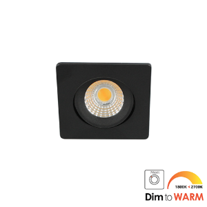 LED mini spot kantelbaar 5Watt vierkant ZWART IP54 dimbaar - dim to warm