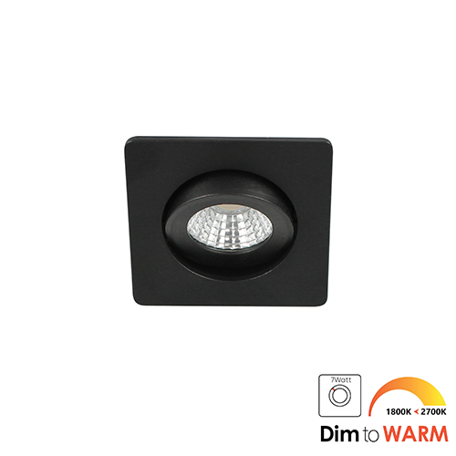 LED mini spot kantelbaar 5Watt vierkant ZWART IP54 dimbaar - dim to warm