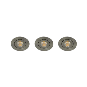 set 3x LED mini spot 52mm kantelbaar 3Watt rond NIKKEL IP65 dimbaar