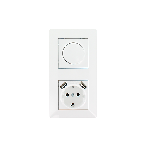 Dimmer en stopcontact met USB Oslo wit - 2