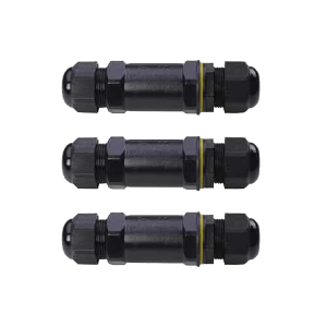 Set 3x Connector 3 polig IP68 waterdicht kabelverbinder zwart