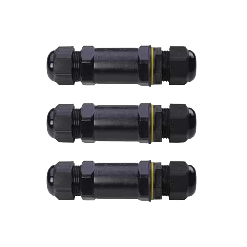 Set 3x Connector 3 polig IP68 waterdicht kabelverbinder zwart