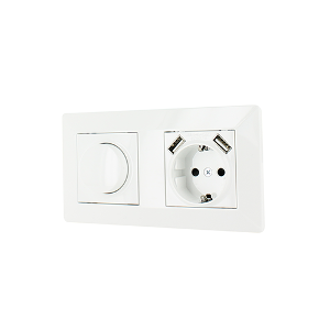 Dimmer en stopcontact met USB Oslo wit