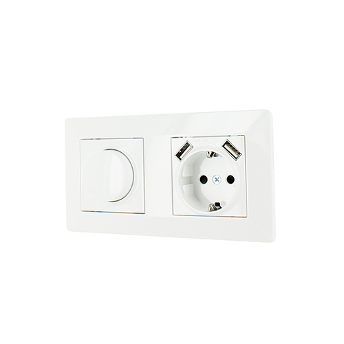 Dimmer en stopcontact met USB Oslo wit