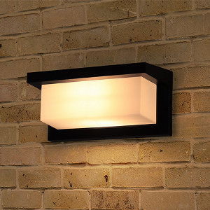 Wandlamp LED 12Watt ZWART 220Volt IP65 HOR - sfeer 1