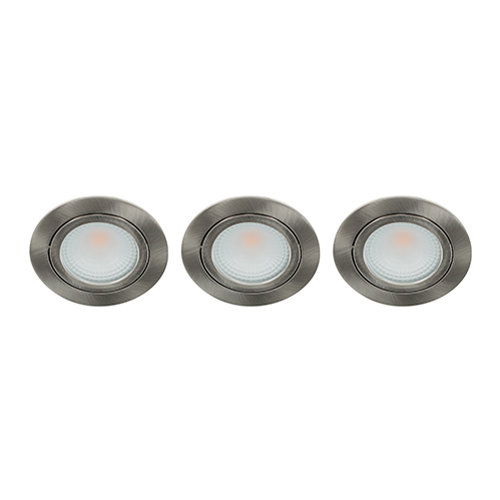 LED spot kantelbaar 5Watt rond NIKKEL IP65 dimbaar D2 SET3 - 1