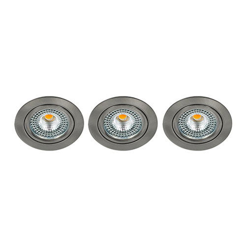 LED spot kantelbaar 5Watt rond NIKKEL IP65 dimbaar ID1 SET3 - 1