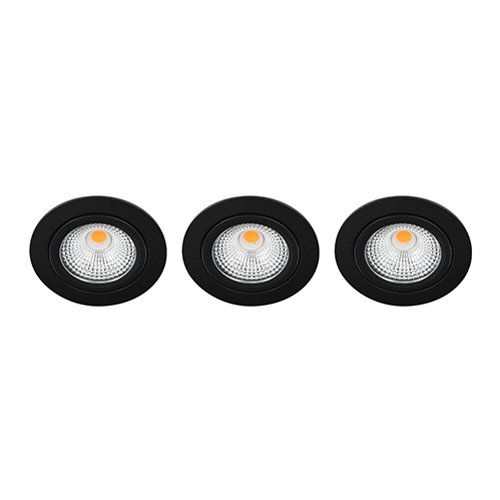 LED spot kantelbaar 5Watt rond ZWART IP65 dimbaar D SET3 - 1