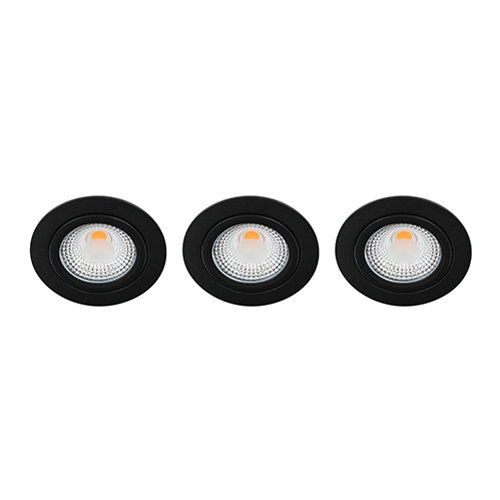 LED spot kantelbaar 5Watt rond ZWART IP65 dimbaar D1 SET3 - 1