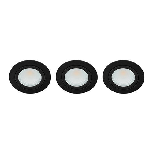 LED spot kantelbaar 5Watt rond ZWART IP65 dimbaar D2 SET3 - 1