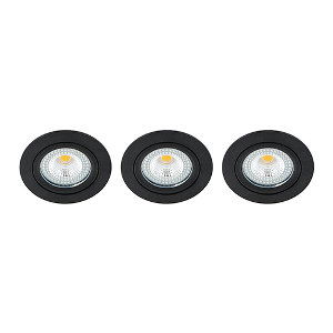 LED spot kantelbaar 5Watt rond ZWART IP65 dimbaar ID1 SET3 - 1