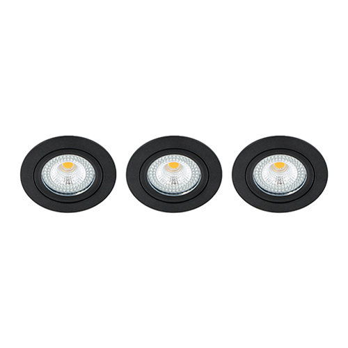 LED spot kantelbaar 5Watt rond ZWART IP65 dimbaar ID1 SET3 - 1