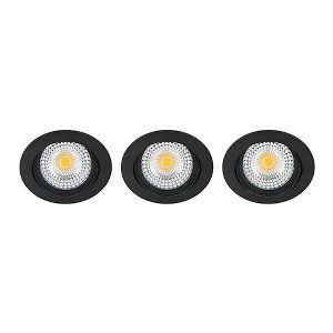 LED spot kantelbaar 5Watt rond ZWART IP65 dimbaar ID1 SET3 - 2