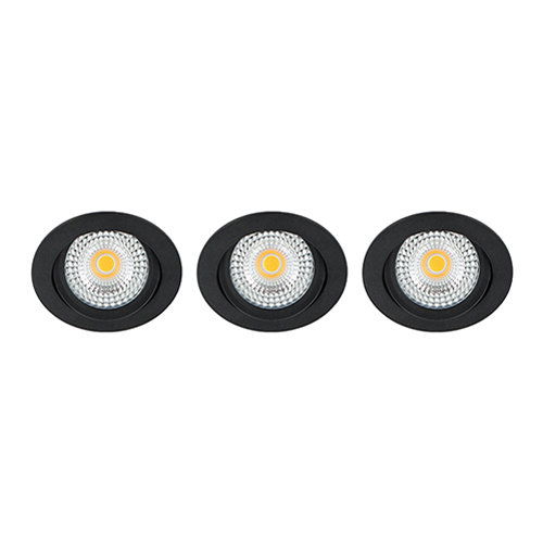 LED spot kantelbaar 5Watt rond ZWART IP65 dimbaar ID1 SET3 - 2