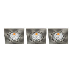 LED spot kantelbaar 5Watt vierkant NIKKEL IP65 dimbaar D SET3 - 1