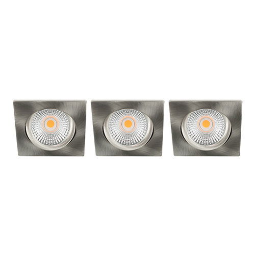 LED spot kantelbaar 5Watt vierkant NIKKEL IP65 dimbaar D SET3 - 2