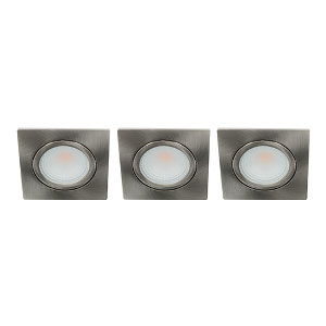 LED spot kantelbaar 5Watt vierkant NIKKEL IP65 dimbaar D2 SET3 - 1