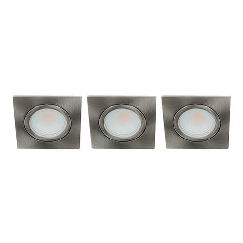 LED spot kantelbaar 5Watt vierkant NIKKEL IP65 dimbaar D2 SET3 - 1