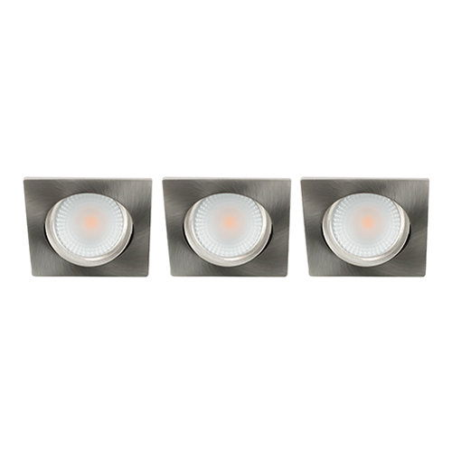 LED spot kantelbaar 5Watt vierkant NIKKEL IP65 dimbaar D2 SET3 - 2