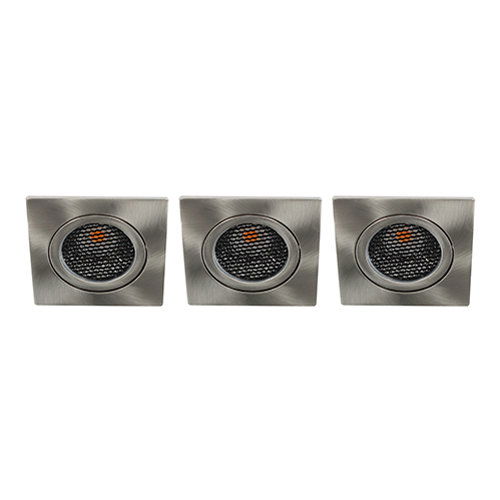 LED spot kantelbaar 5Watt vierkant NIKKEL IP65 dimbaar D5 SET3 - 1